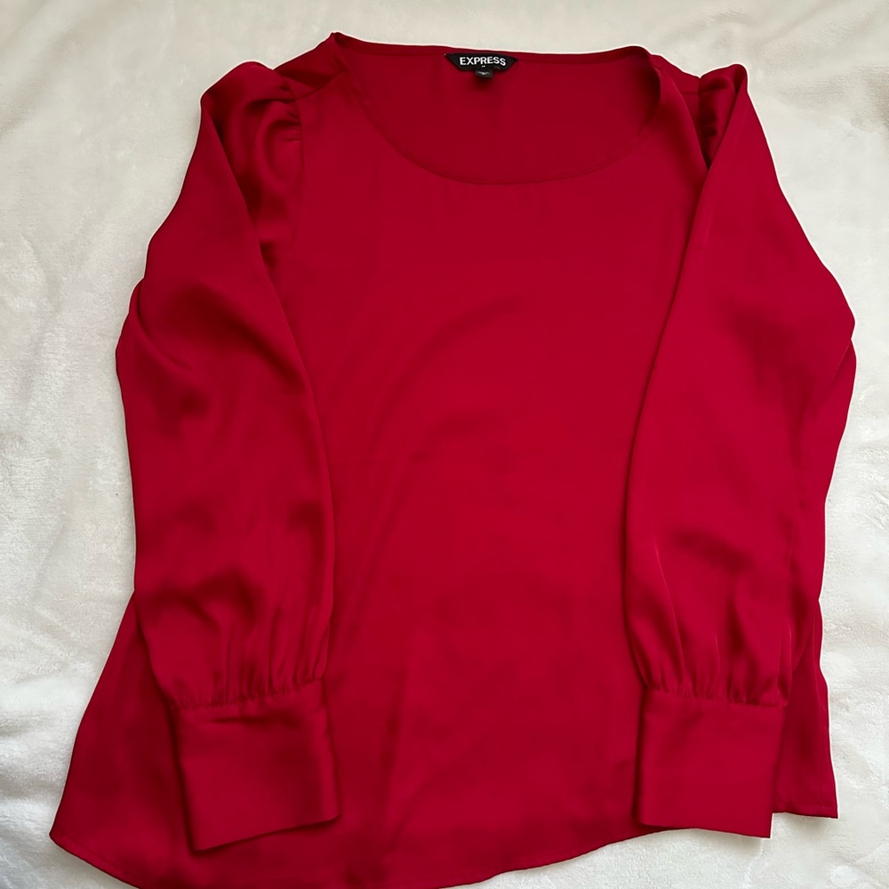 Express Red Long Sleeve Blouse